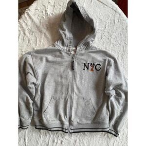 Vintage Disney Mickey NYC Embroidered Zip Hoodie Kids L 10/12 Gray